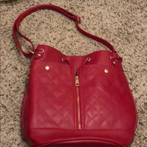 Red shoulder purse
